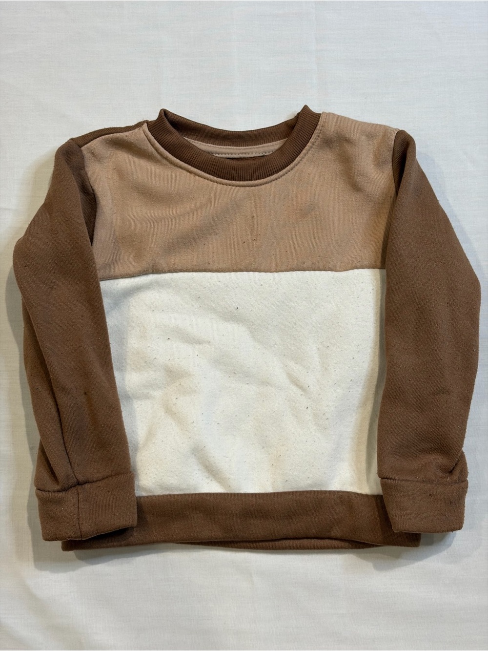 Source Unknown Kids Colorblock Sweatshirt in Brown & Cream